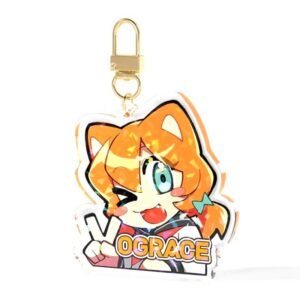 Star Clasp Epoxy Dome Mascot Keychain