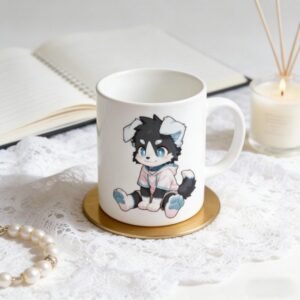 Cozy Chibi Canine Ceramic Coffee Mug (11oz, Dishwasher Safe)